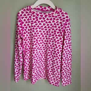 Crew cuts girls rash guard 6/7. Hot pink hearts on ivory background. Nice shape!